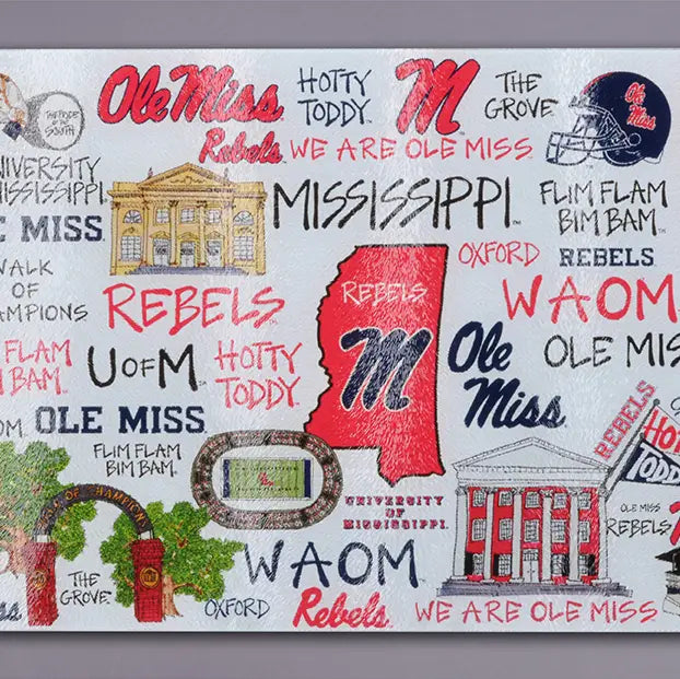 Ole Miss Tempered Glass Board