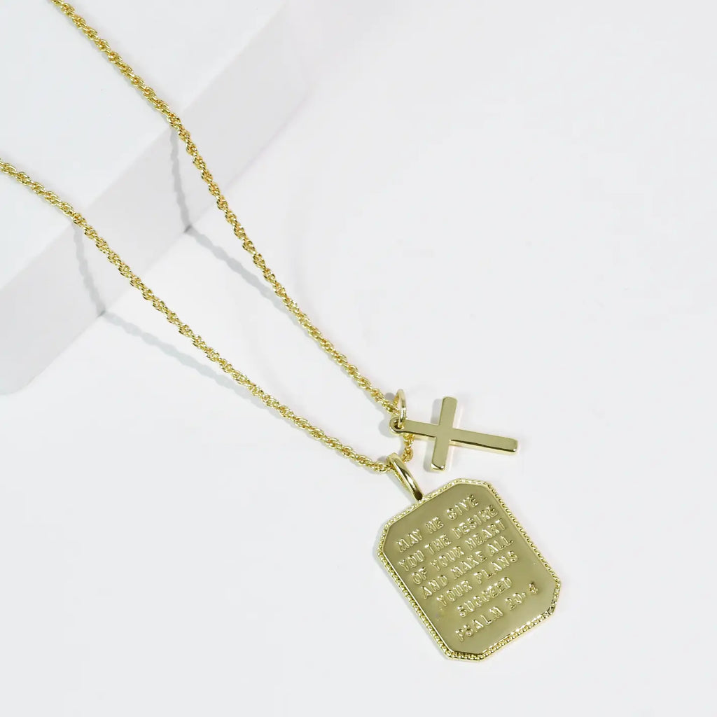 Psalm 20:4 Gold Necklace
