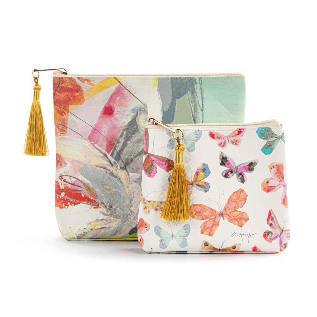Abstract Floral & Butterfly Pouch Set