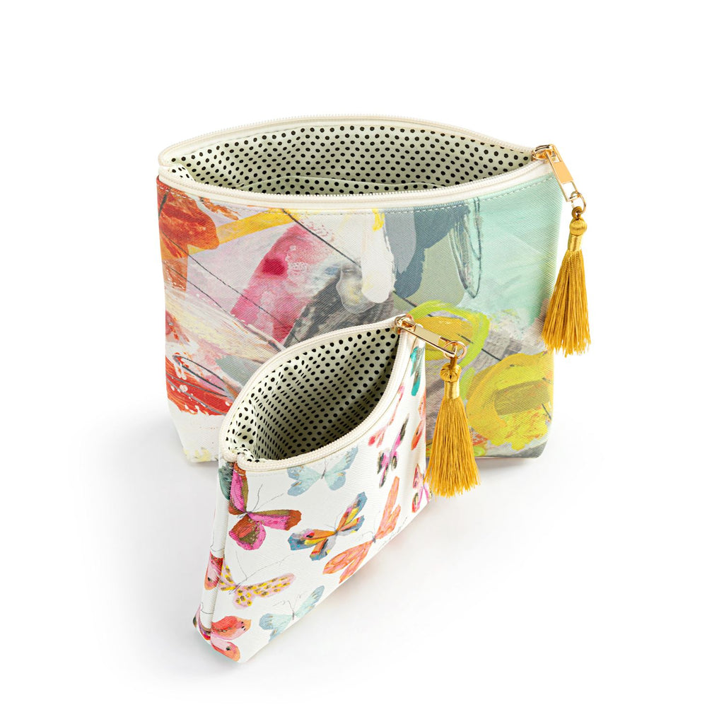 Abstract Floral & Butterfly Pouch Set