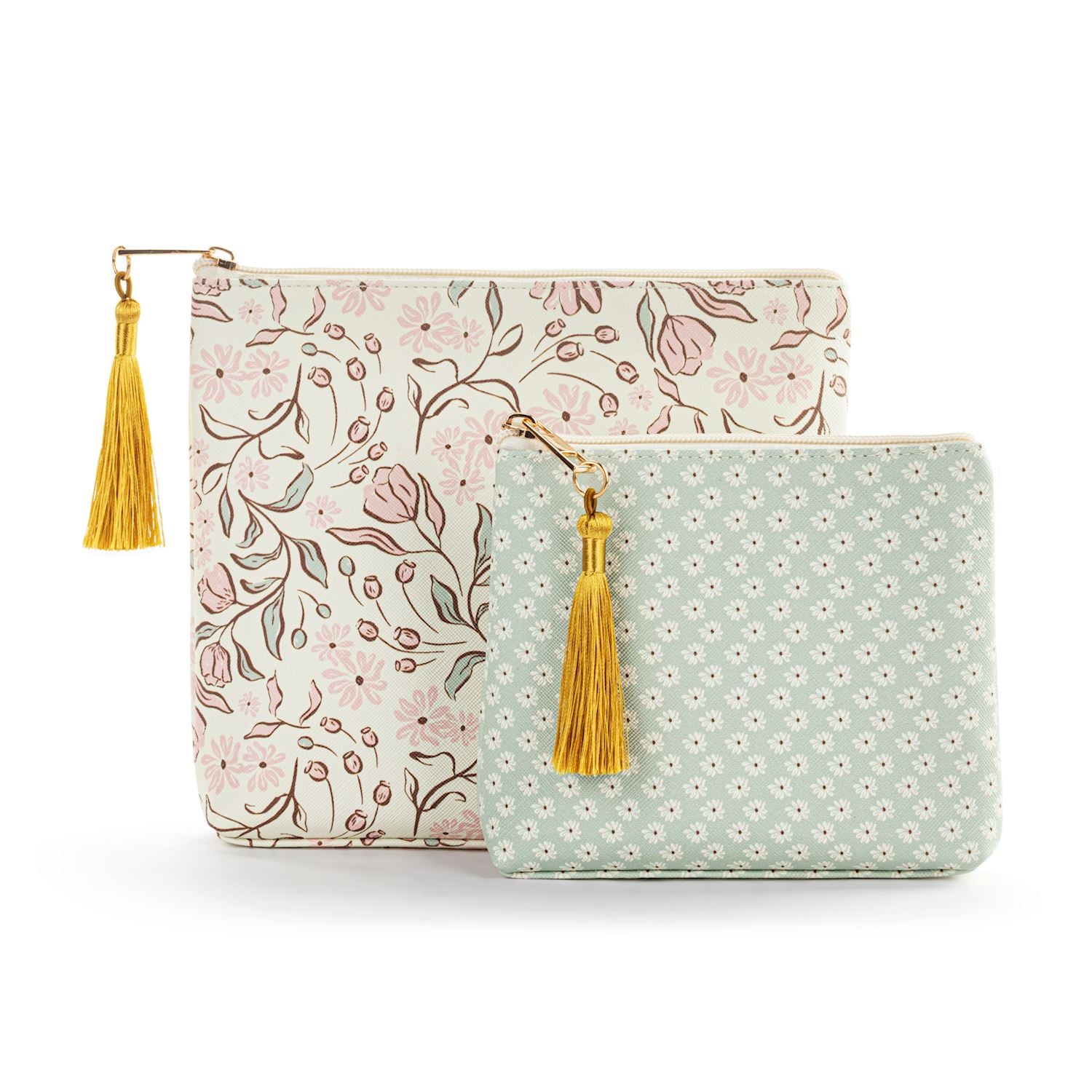Vintage Floral & Daisy Pouch Set