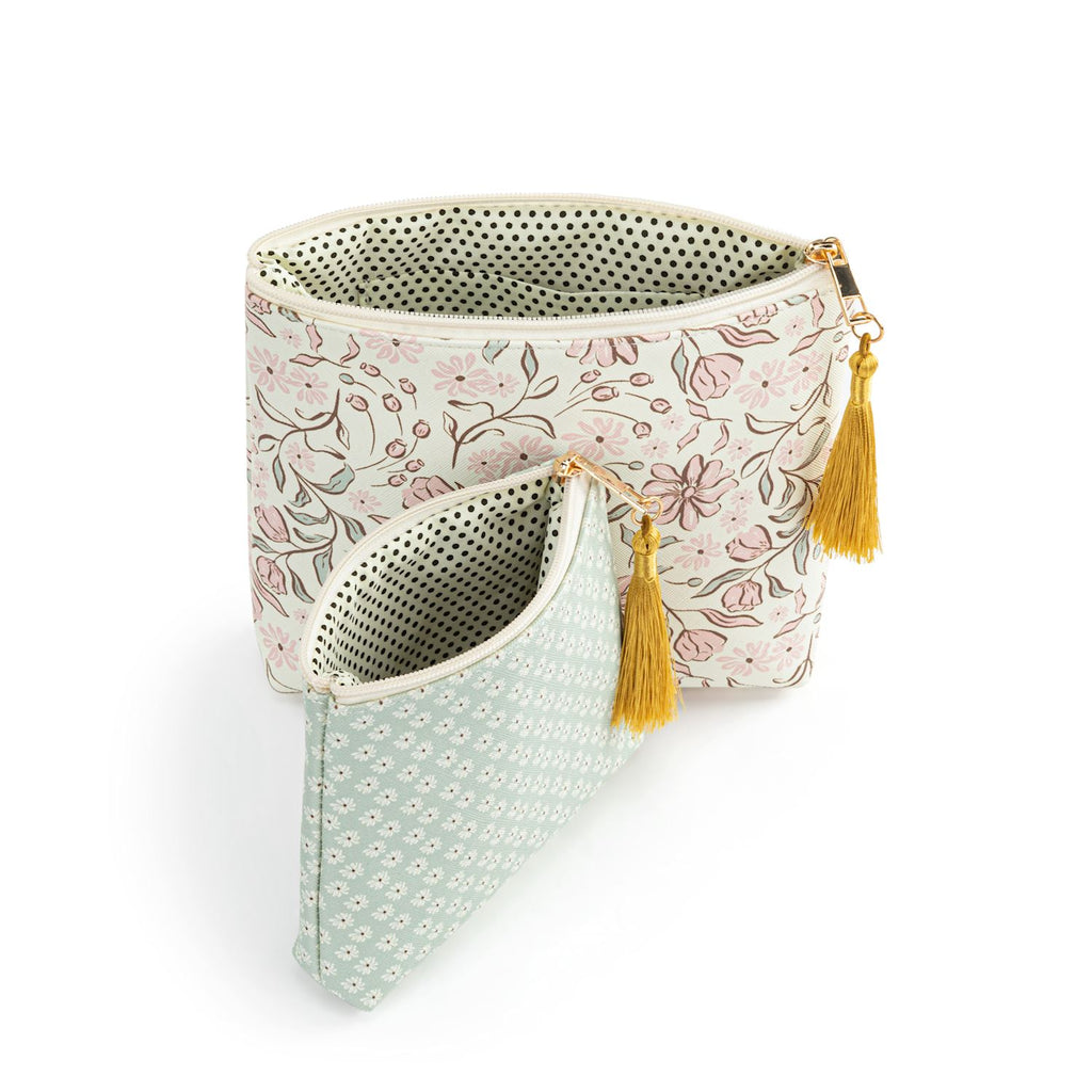 Vintage Floral & Daisy Pouch Set