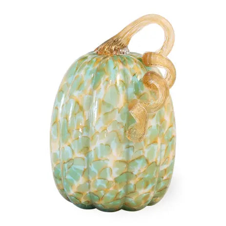 Large Green/Gold Glass Pumpkin