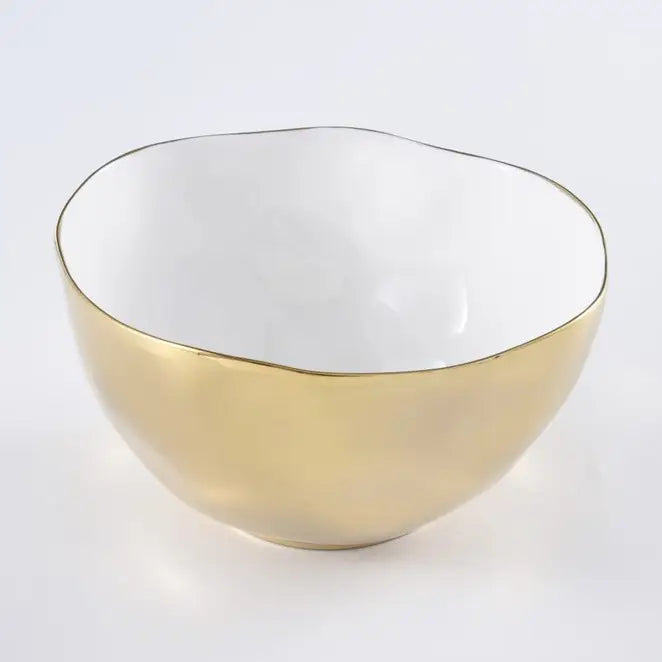 Gold w/White Interior Large Bowl