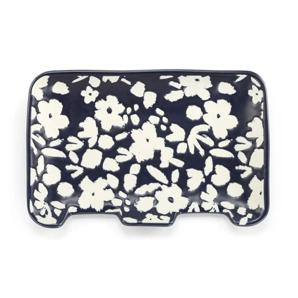 Navy Floral Double Spoon Rest