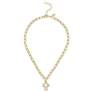 Small Mother of Pearl Cross Necklace