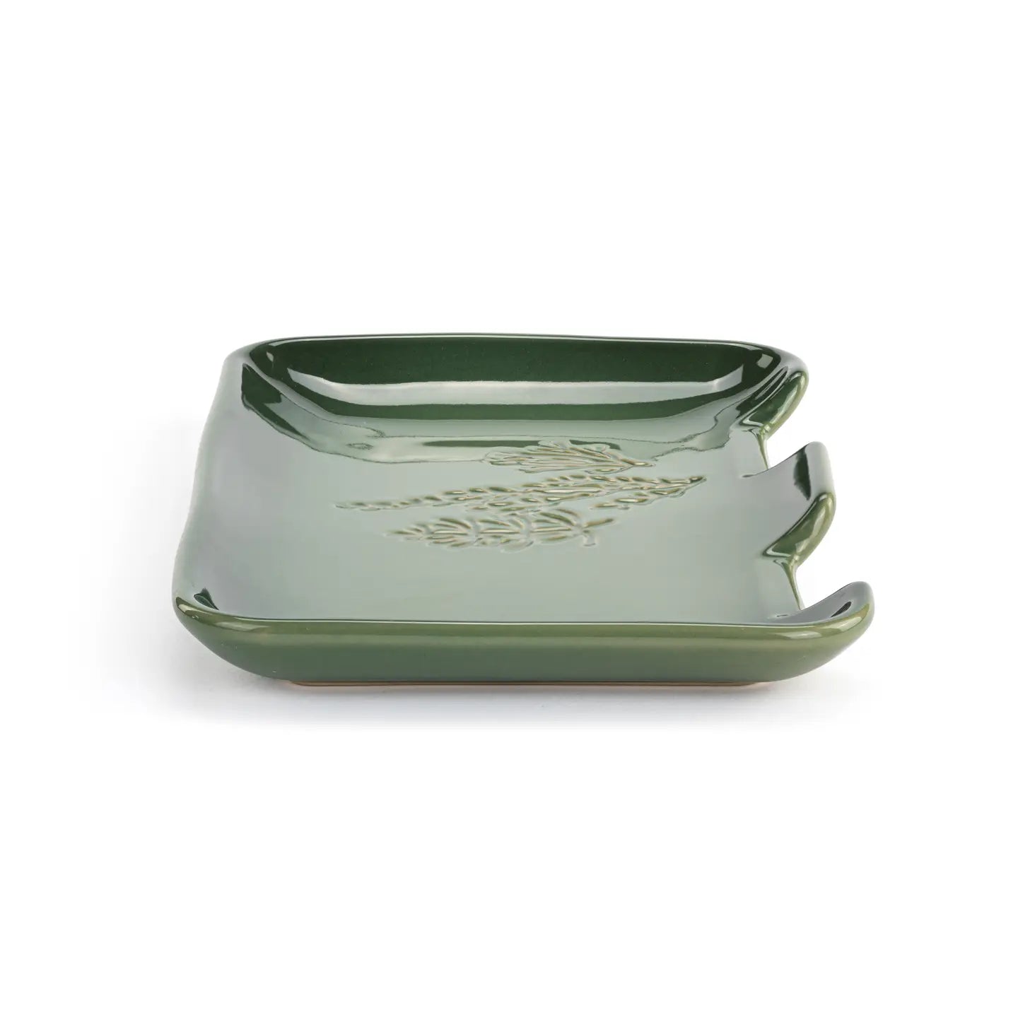 Green Pressed Double Spoon Rest