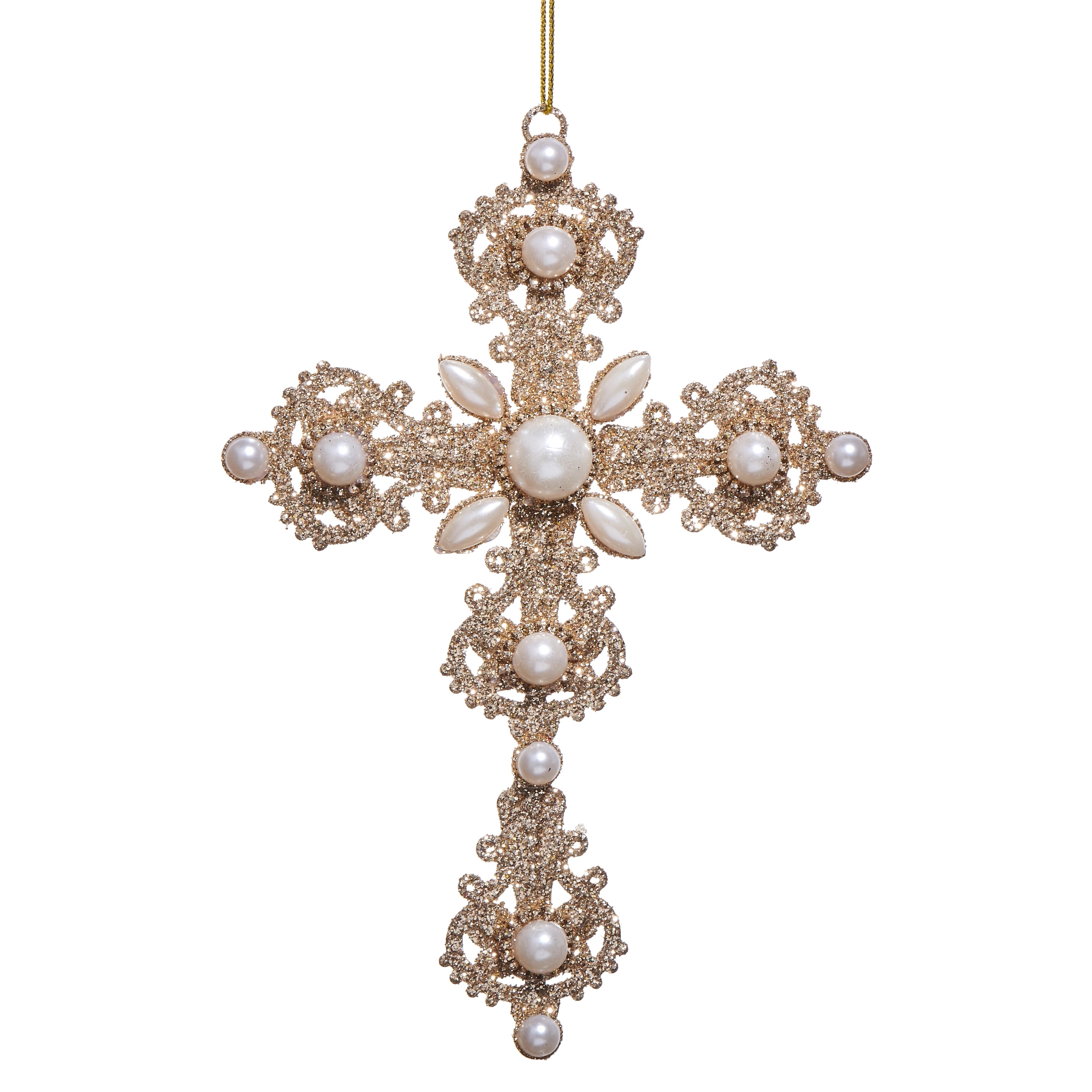 6.5" Glitter & Pearl Ornament