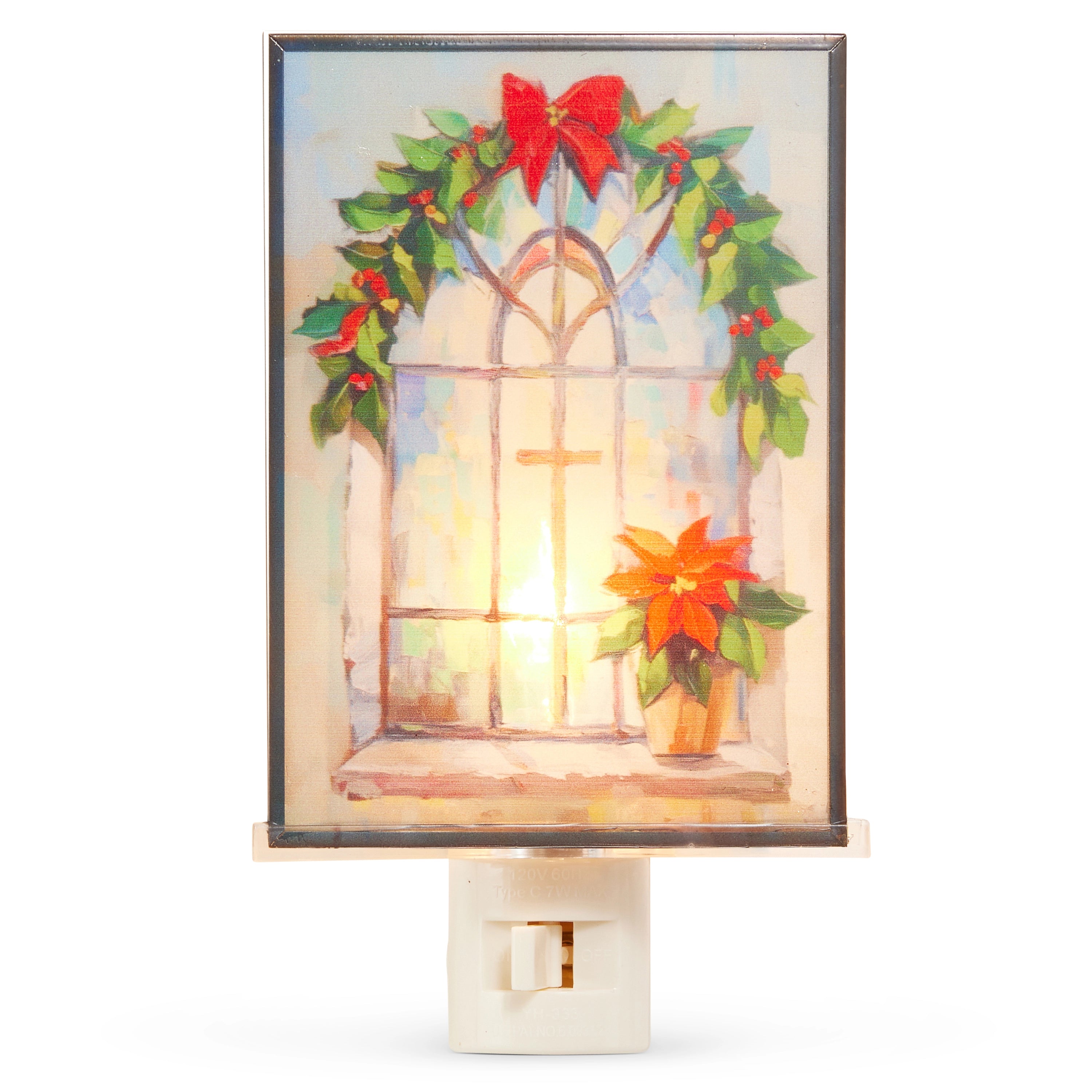 Stained Glass Poinsettia Night Light