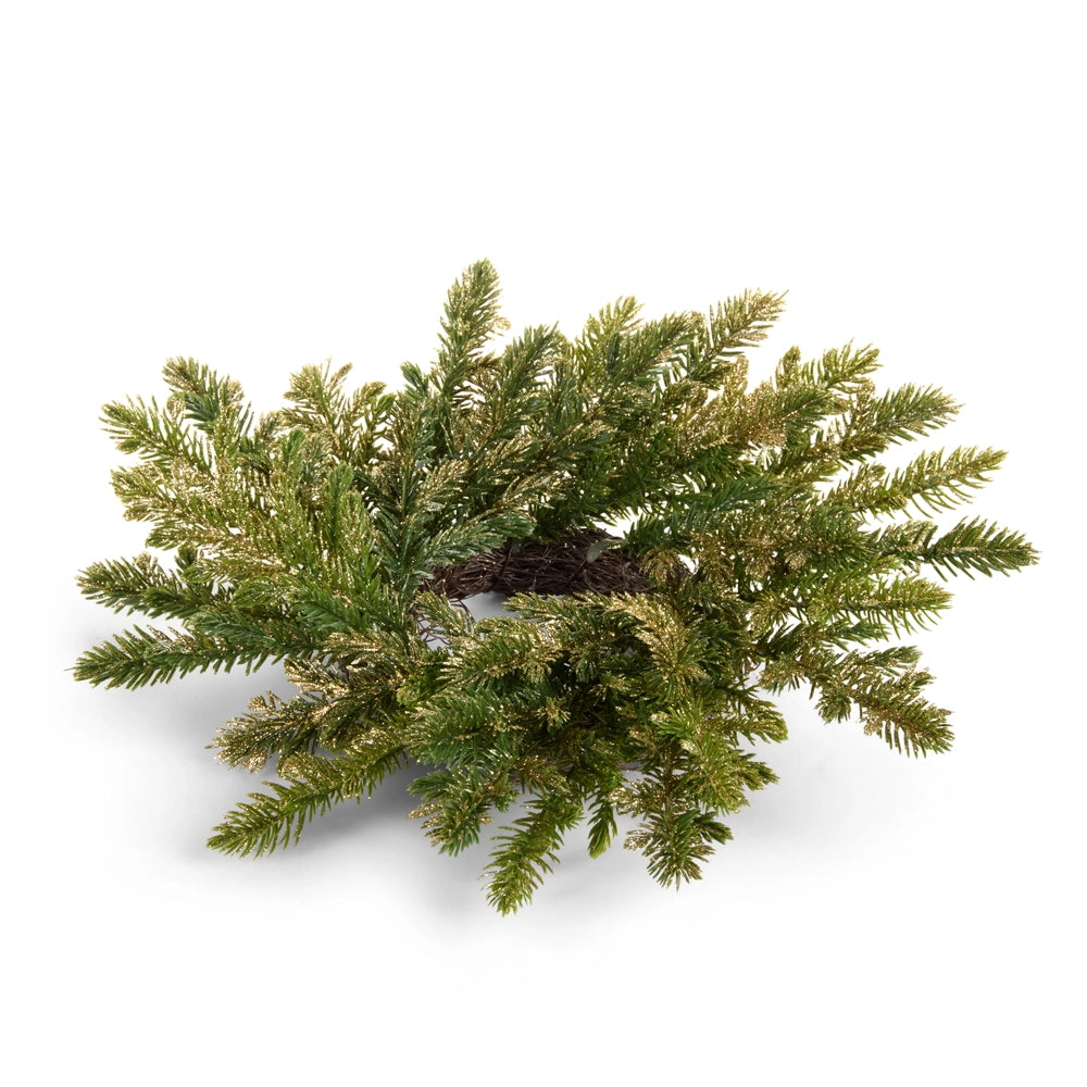 10" Gold Pine Mini Wreath Candle Ring