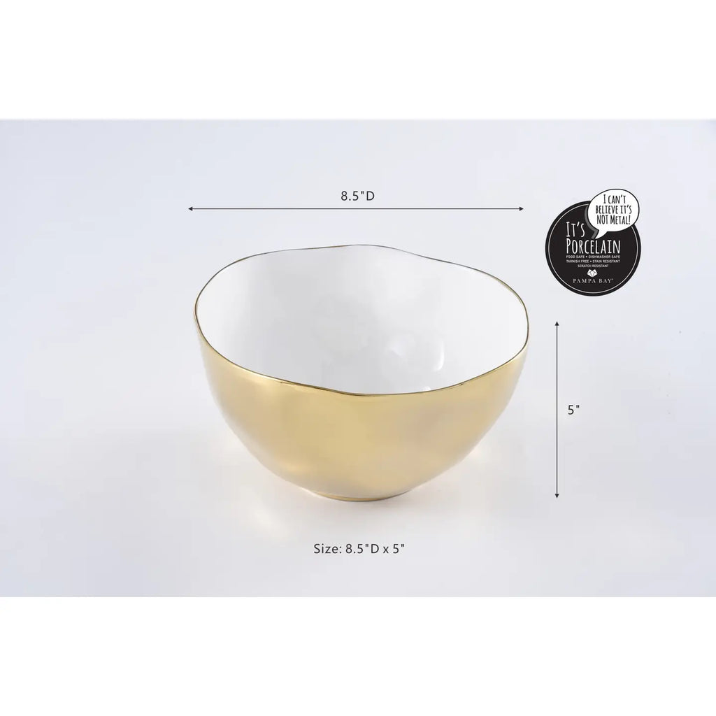 Gold w/White Interior Large Bowl