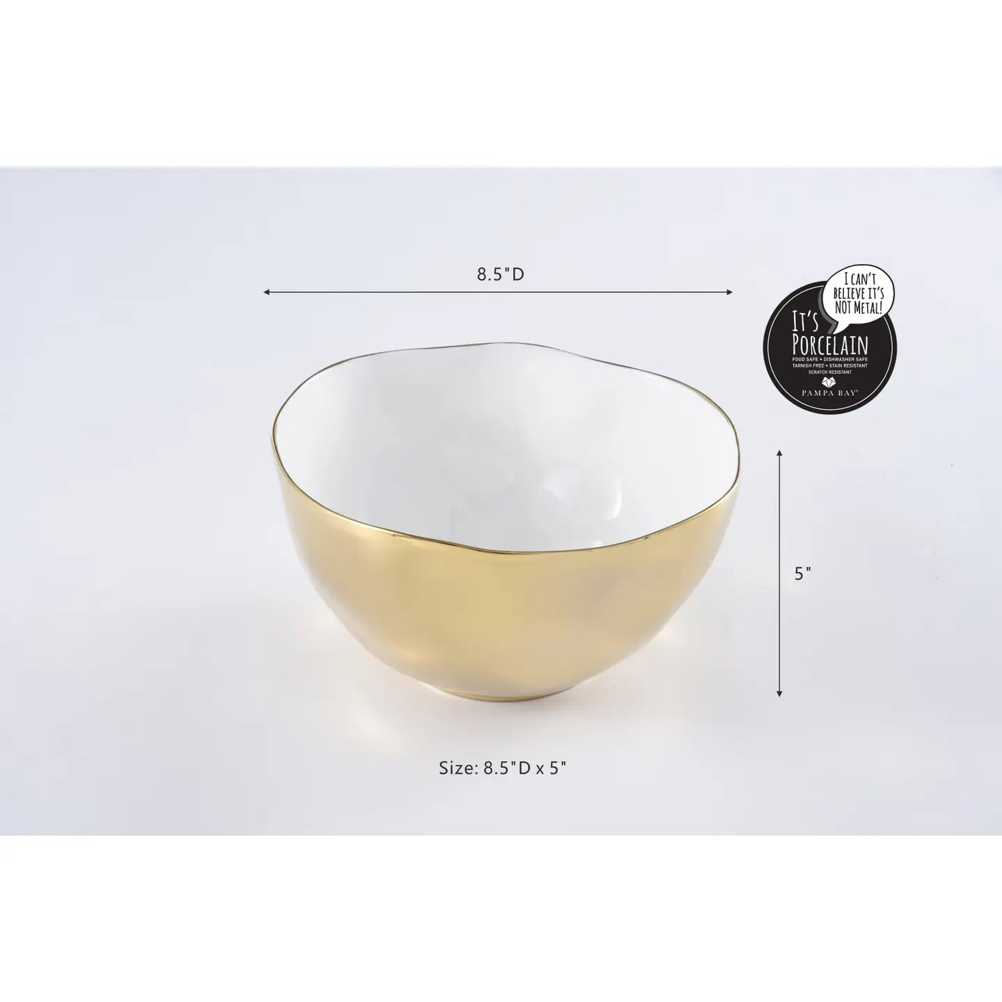 Gold w/White Interior Large Bowl