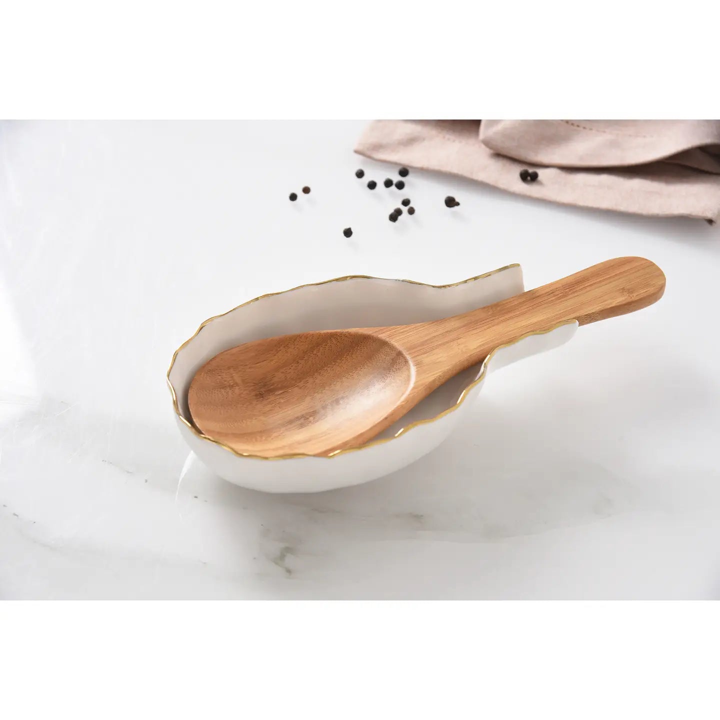 Spoon Rest w/Gold Rim