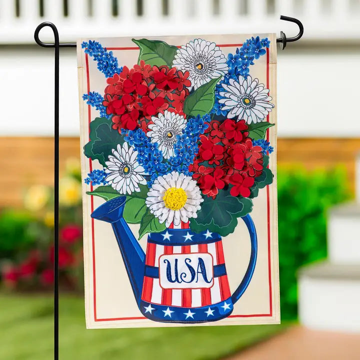 USA Floral Applique Flag