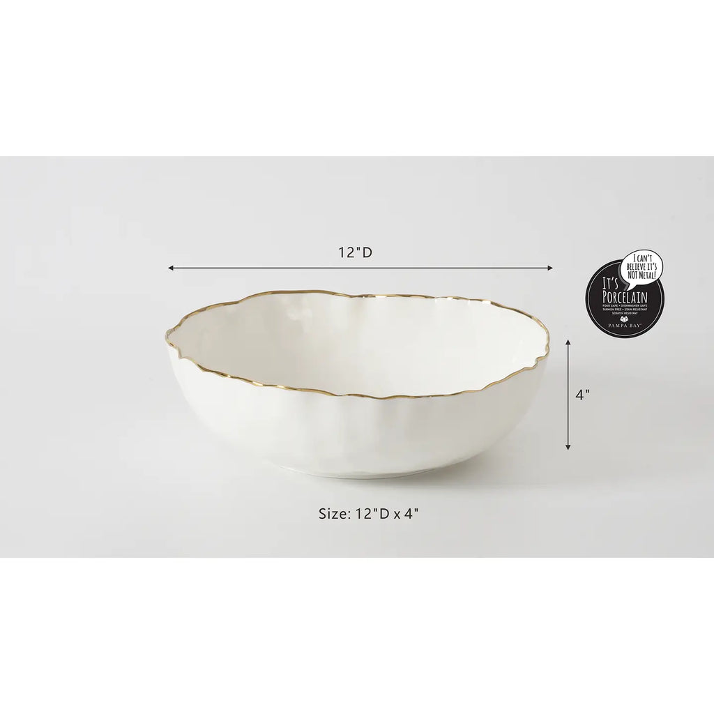 Gold Rim Large Bowl