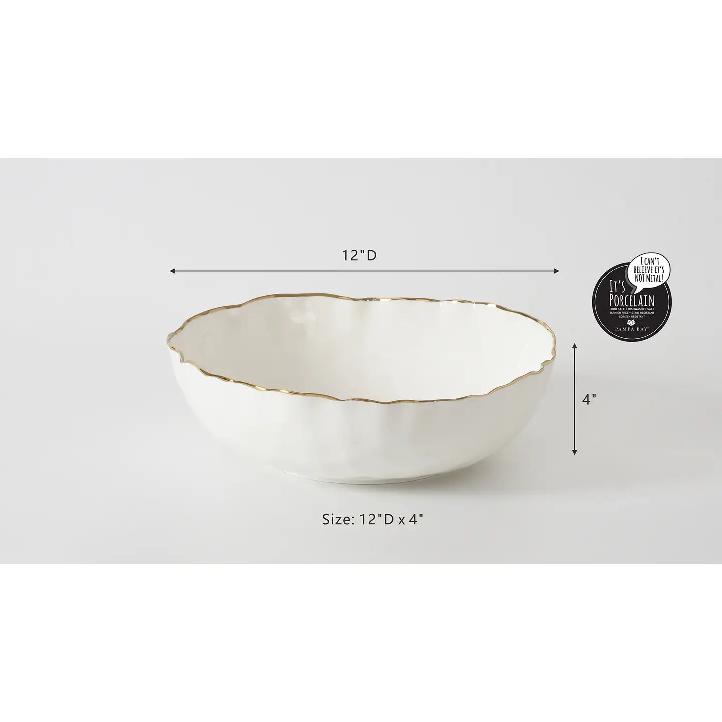 Gold Rim Large Bowl