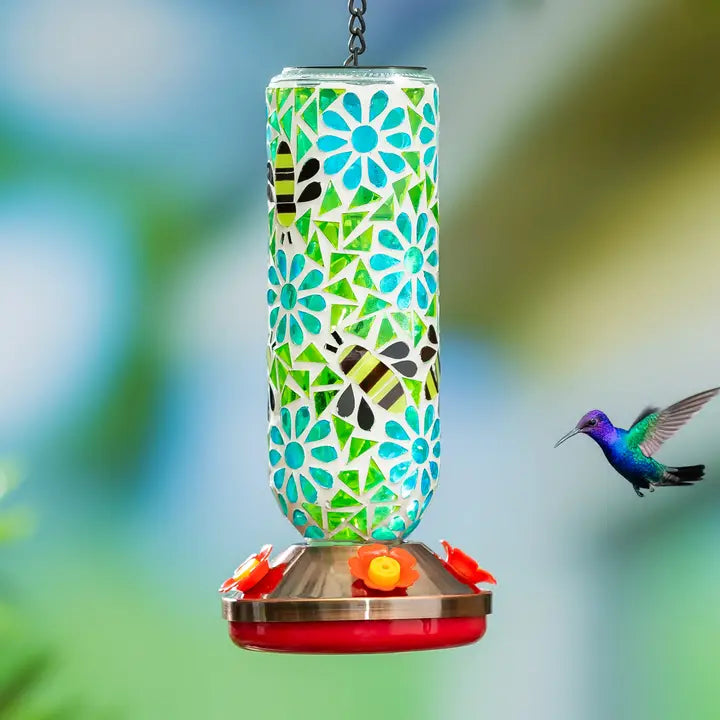 Mosaic Glass Hummingbird Feeder