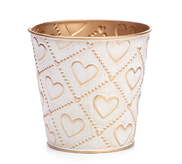 Ivory w/Gold Heart Pot