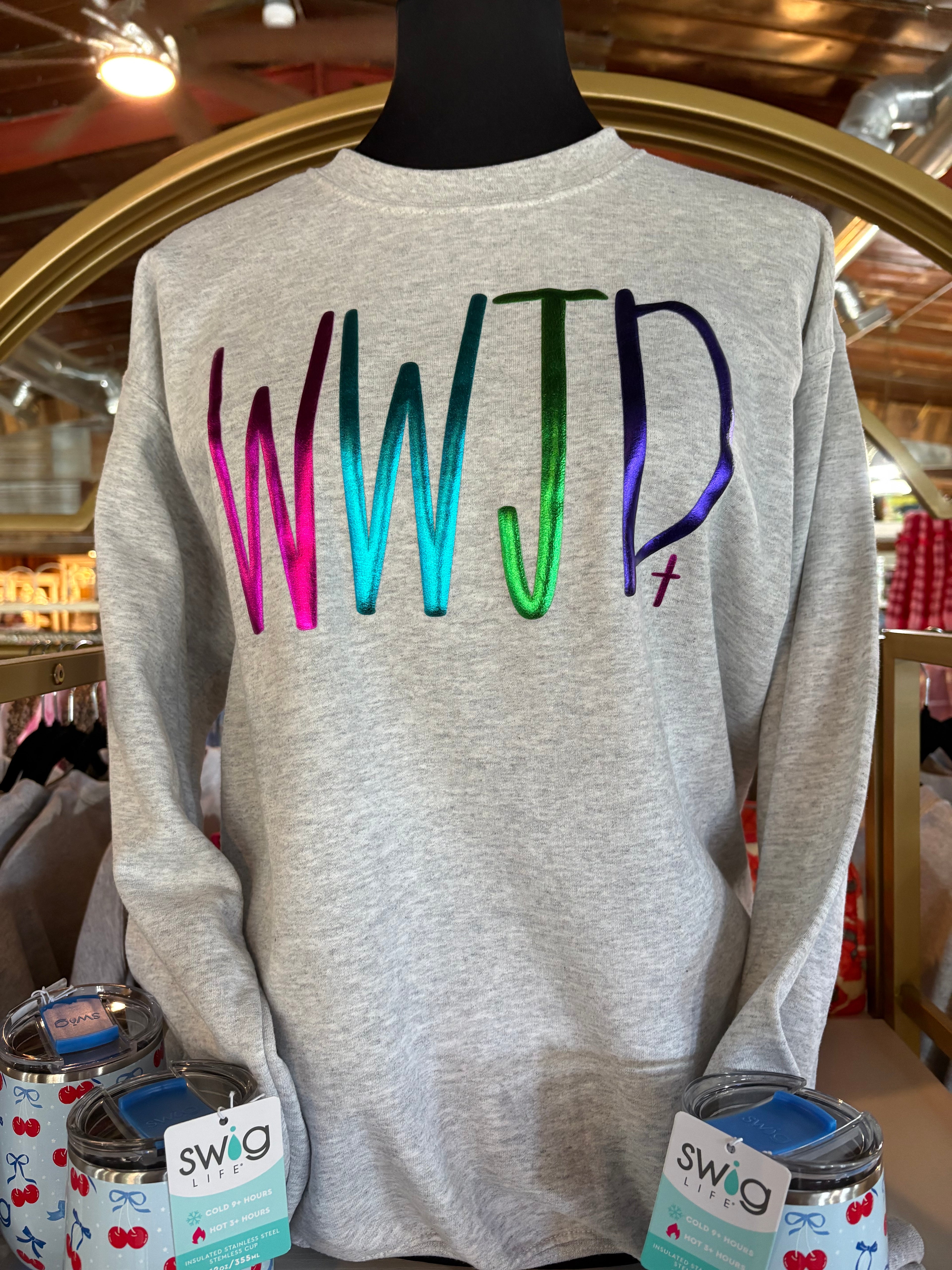 WWJD Metallic Puff Sweatshirt