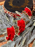 Red Velvet Pleated Metallic Ribbon