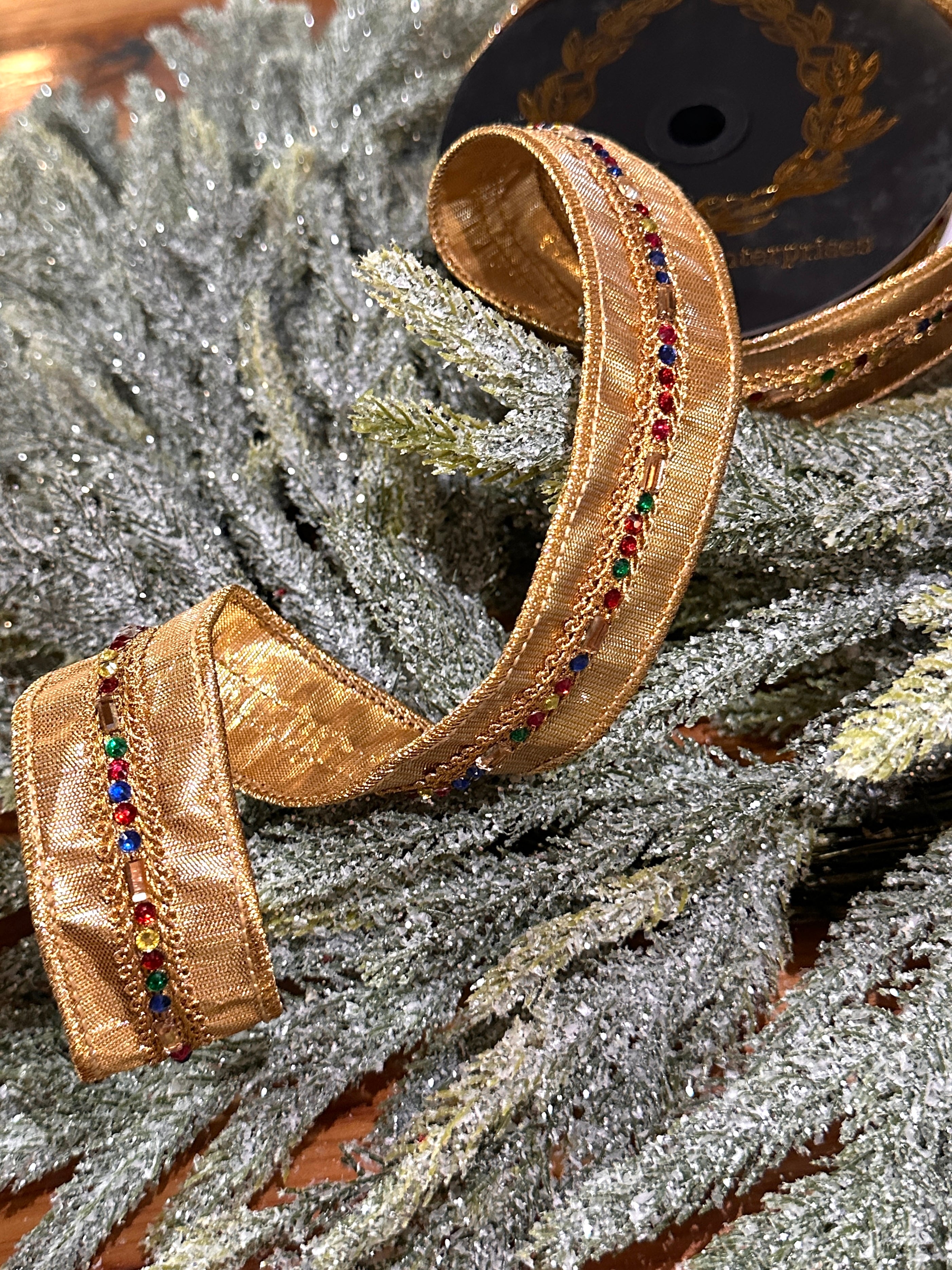 Jeweled Metallic Gold Ribbon