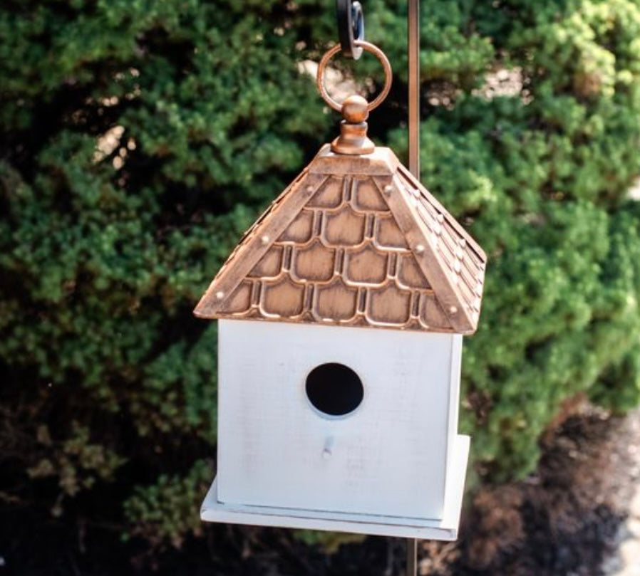 Copper Brick Top Wooden Birdhouse