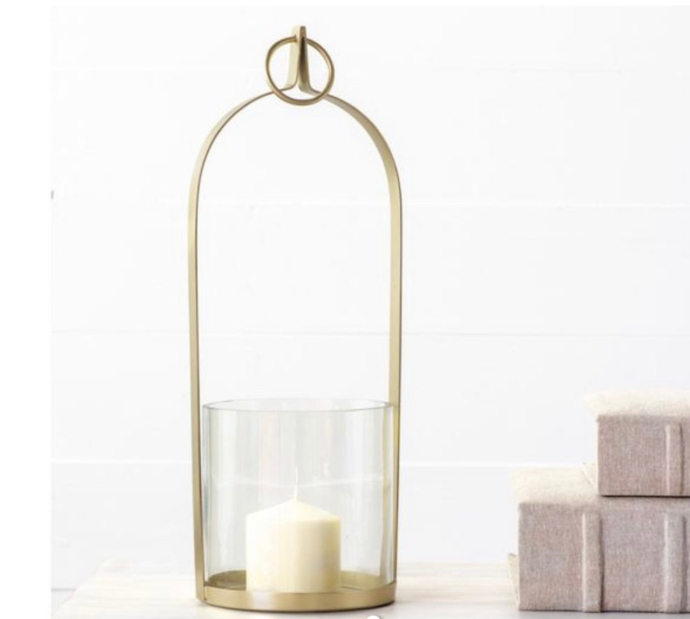 19.3" Brass Lantern w/ Glass
