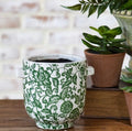 Green Floral Handle Pot
