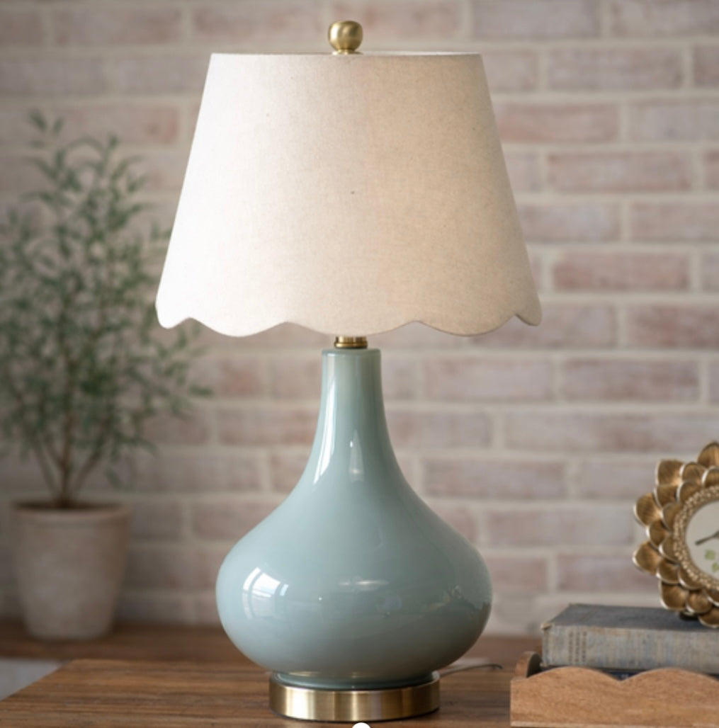 Pale Green Glass Table Lamp