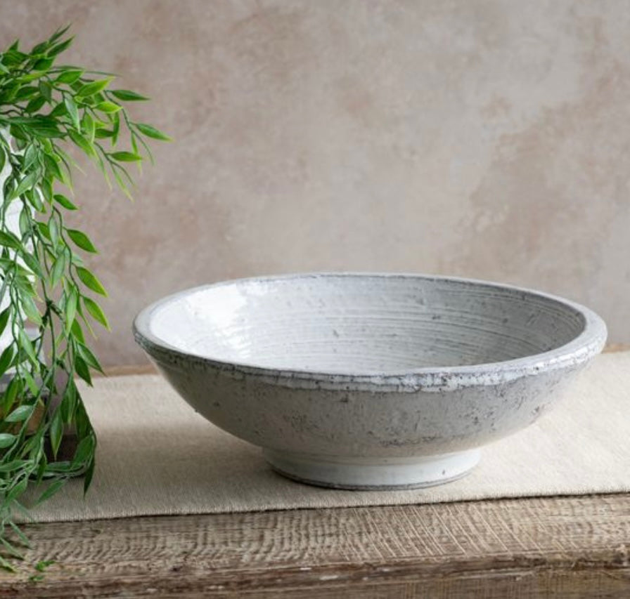 Reactive White Raised Bowl