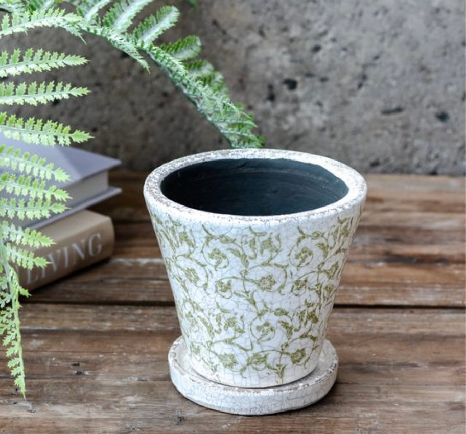 Green Antique Floral Pot