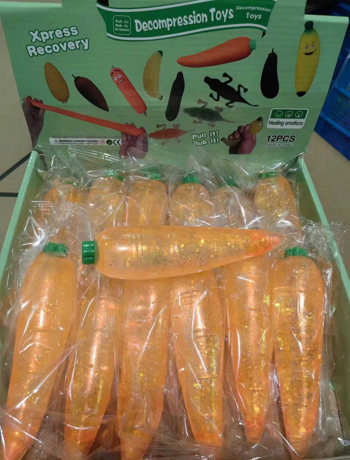 Orange Carrot Glitter Squishy