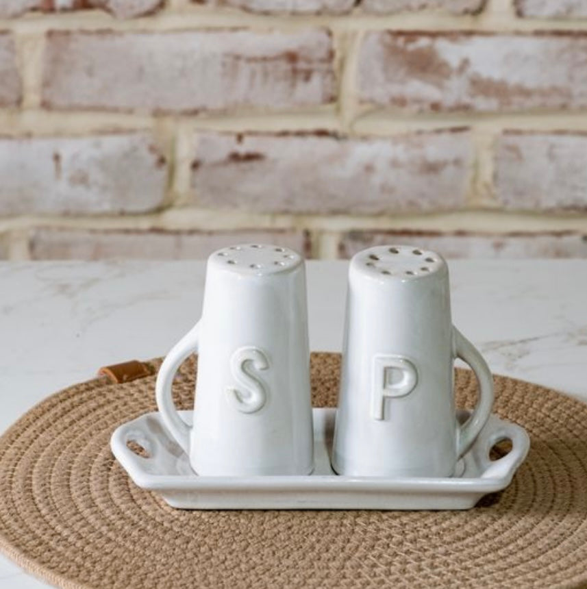 Salt & Pepper Shakers w/ Tray