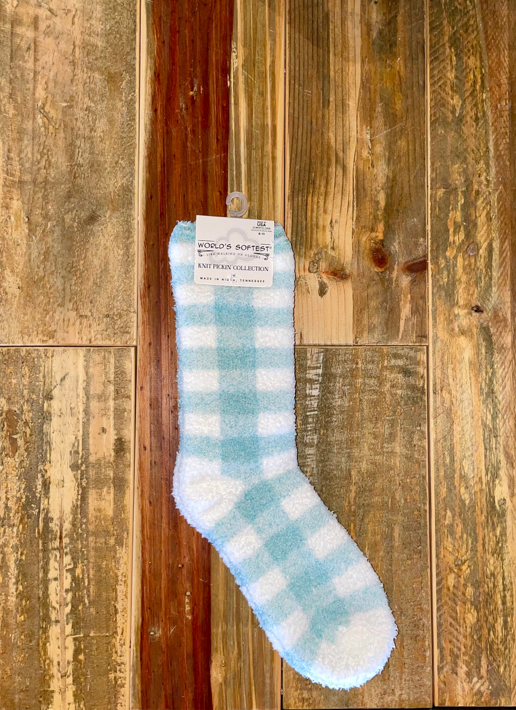 WS Turquoise Check Sock