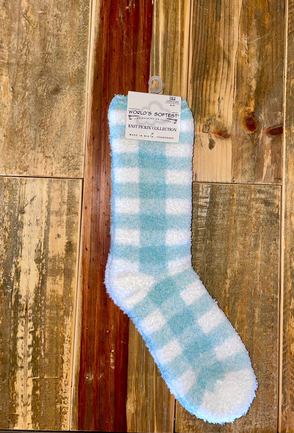 WS Turquoise Check Sock