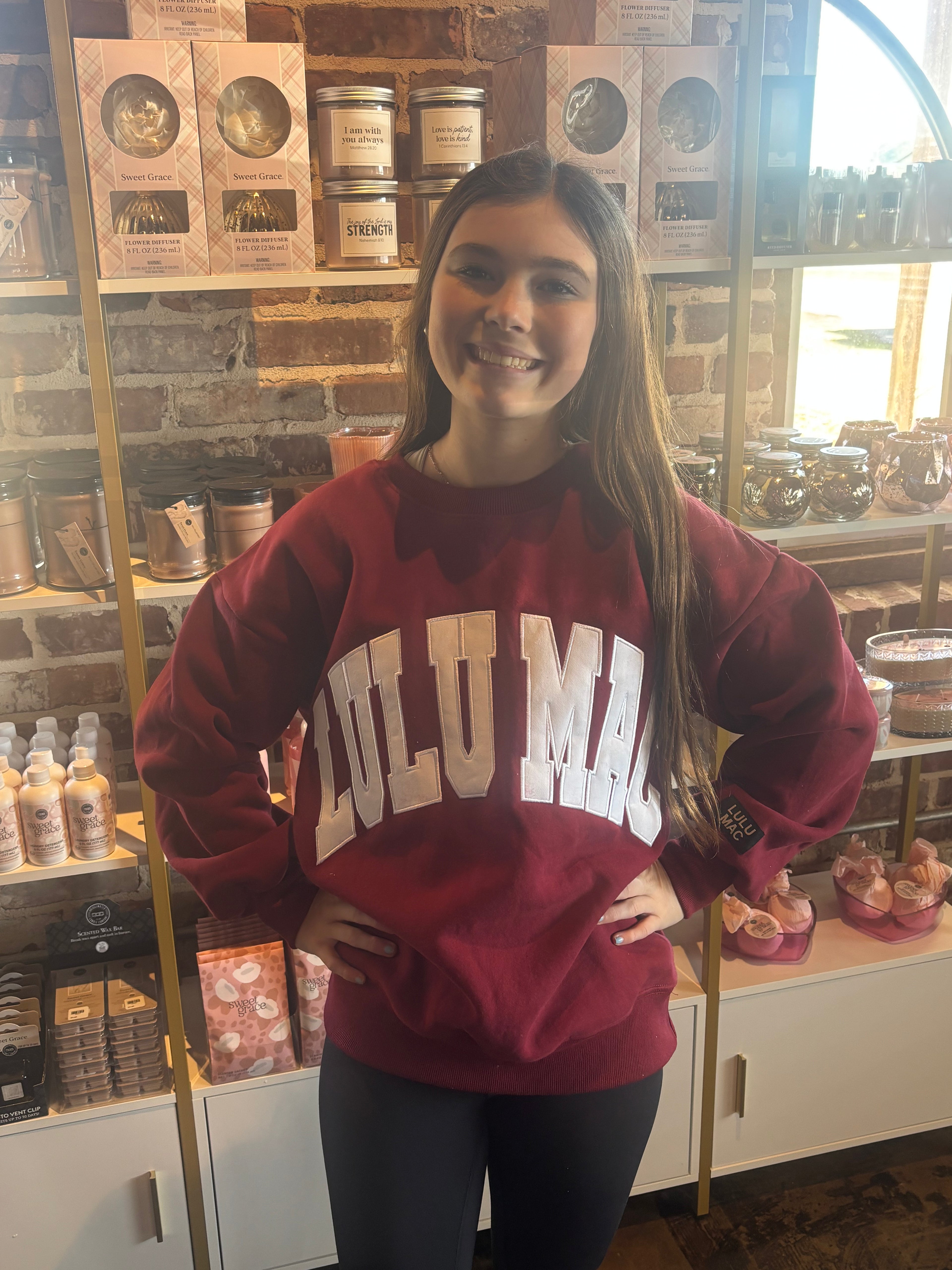Lulu Mac Maroon w/White Sweatshirt