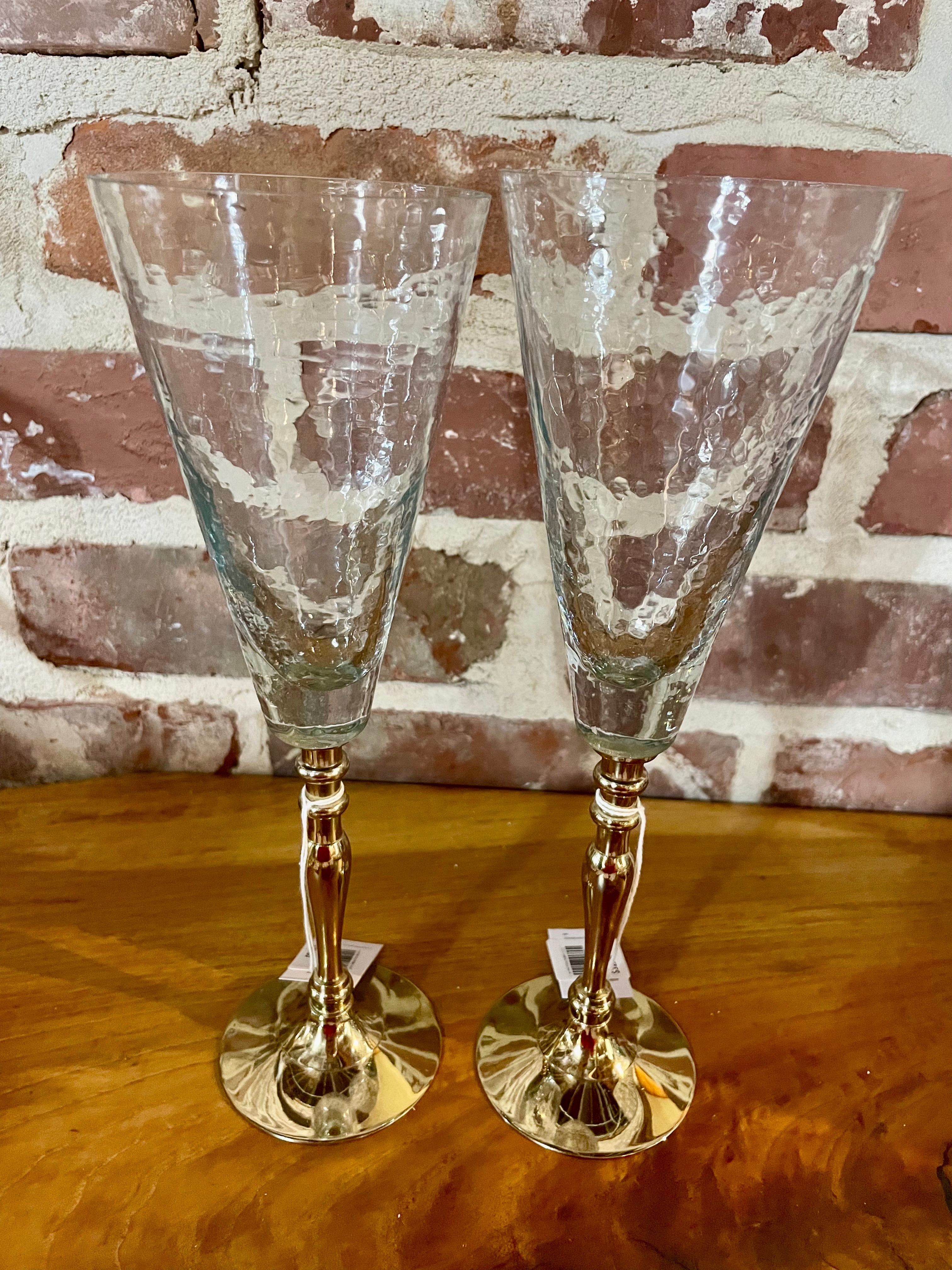 Crackled Glass Goblet 10.25"