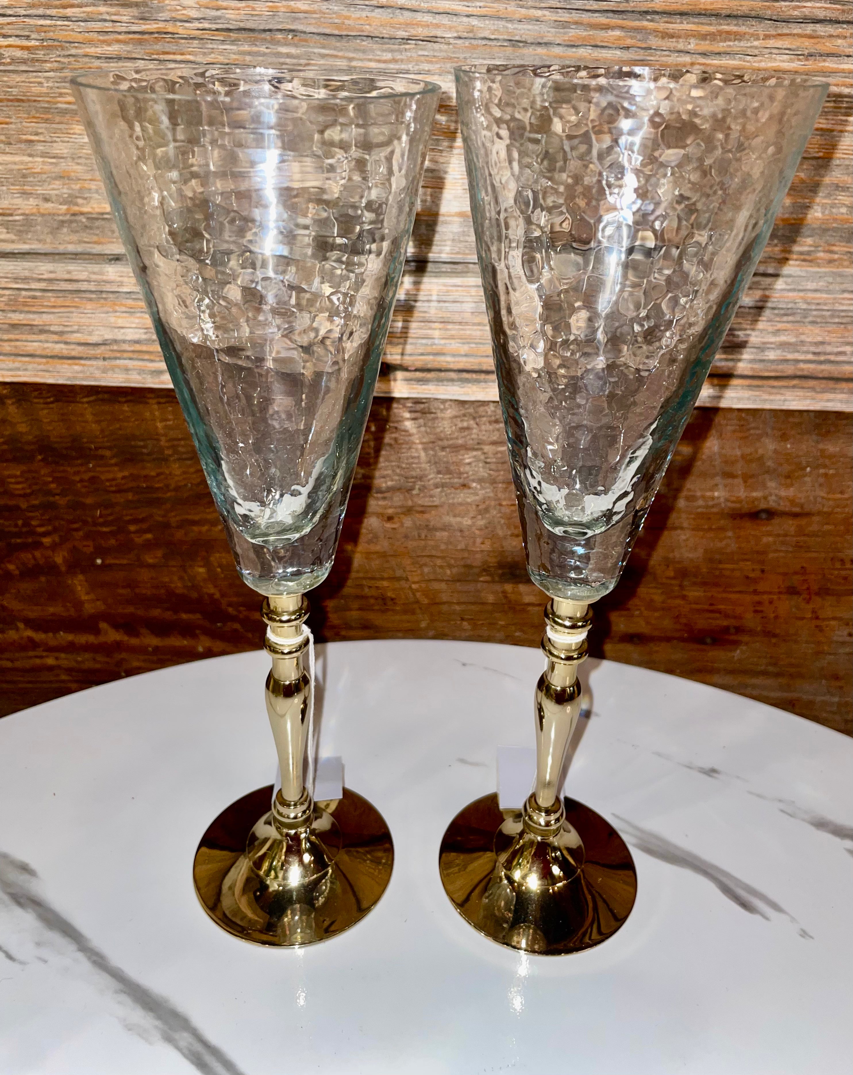 Crackled Glass Goblet 10.25"