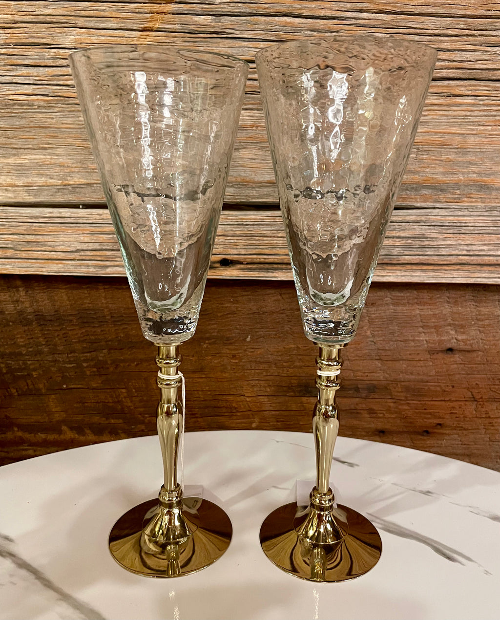 Crackled Glass Goblet 10.25"