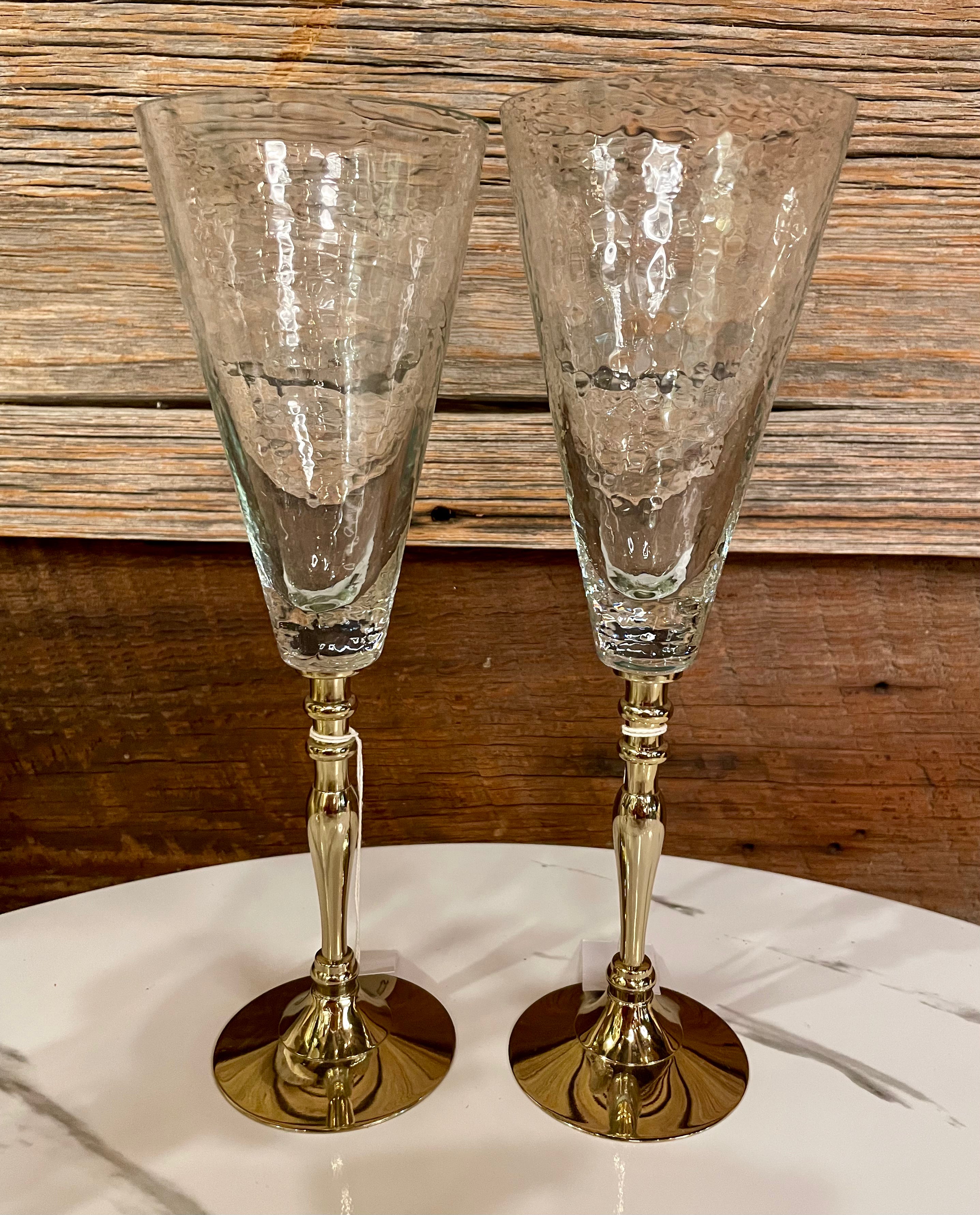 Crackled Glass Goblet 10.25"