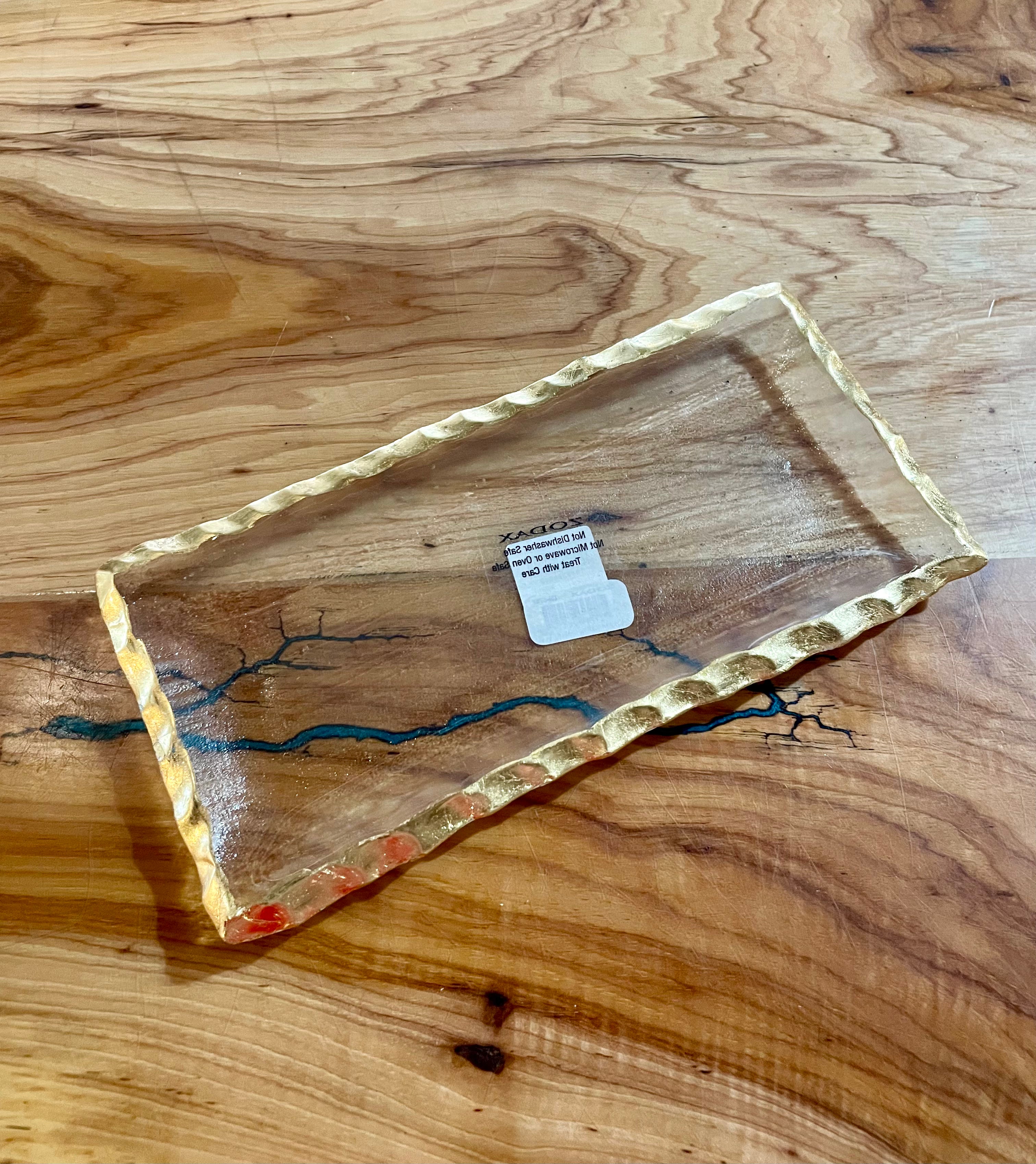 Gold Rim Rectangular Tray