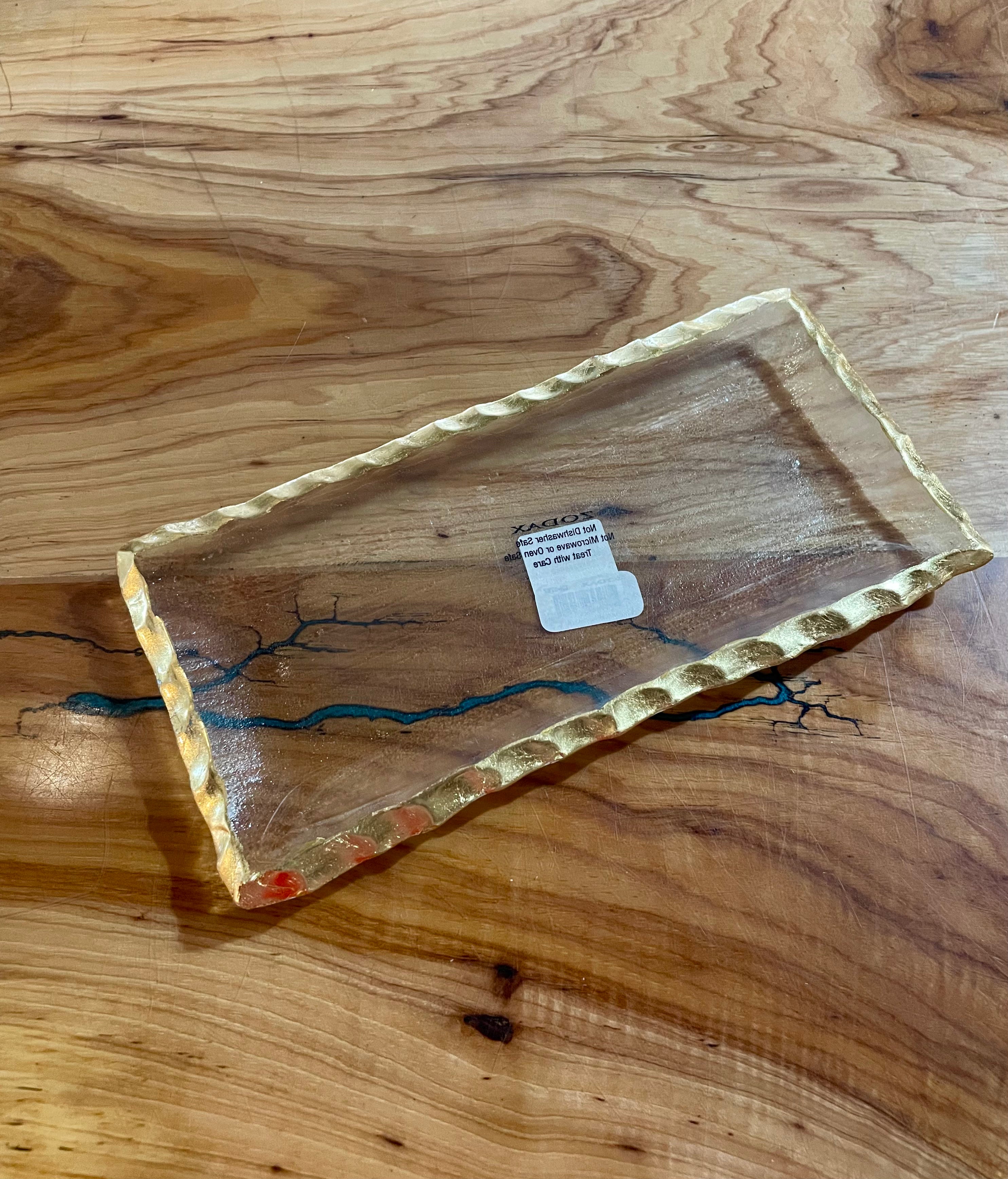 Gold Rim Rectangular Tray