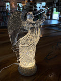 Lighted Angel Silver Glitter Vase