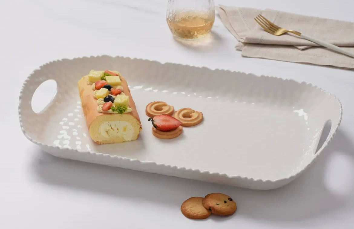 Wave Rectangular Tray w/Handles