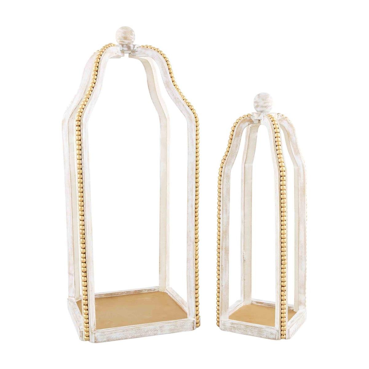 Gold Beaded Tall Lantern Set