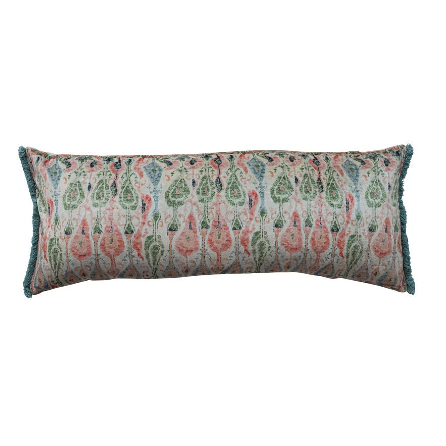 Cotton Velvet Pillow w/ Fringe