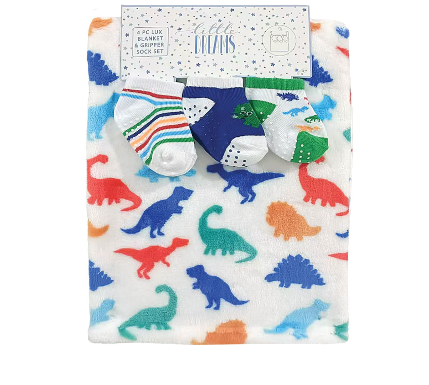 Printed Blanket w/Gripper Socks