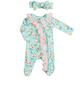 Zippered Ruffle Footie w/Headband