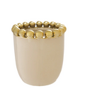 Stoneware Planter w/Gold Knobs