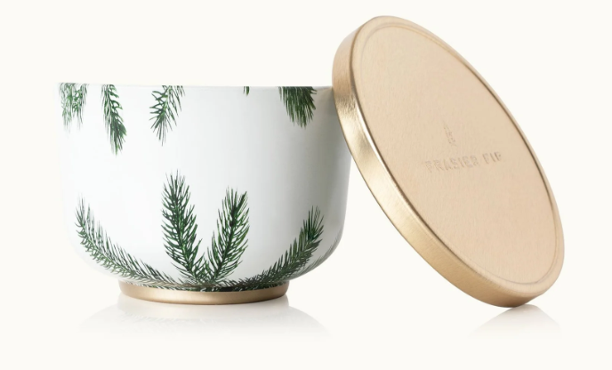 Frasier Fir Tin Candle w/Gold Lid